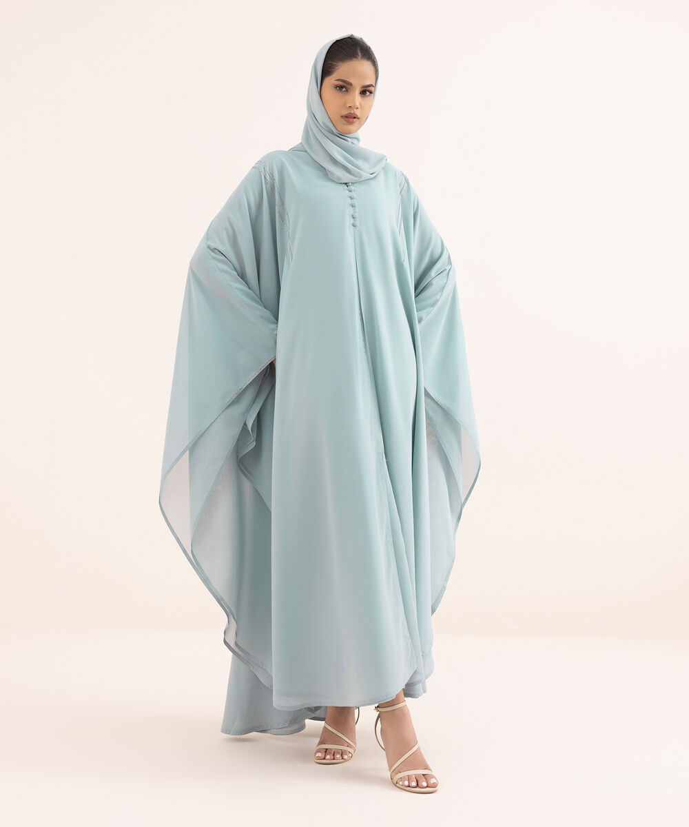 Women's Blue Nida Abaya Set