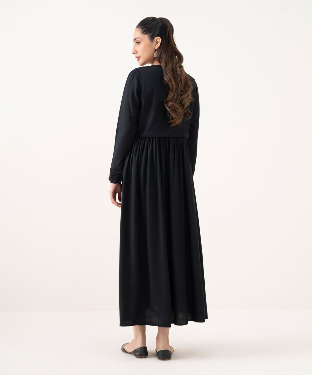 Women's RTW Viscose Linen Black Dyed Dress