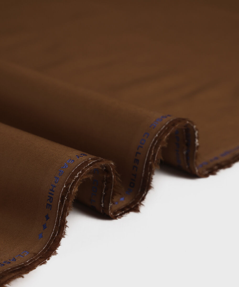 Men's Unstitched Cotton Dobby Brown Full Suit Fabric