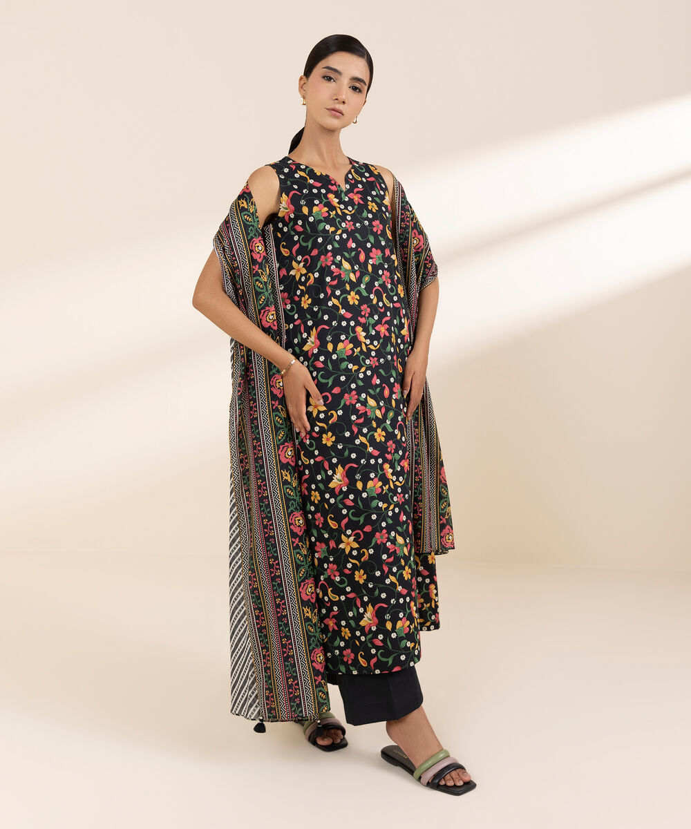 Women's Unstitched Lawn Printed Multi 3 Piece Suit