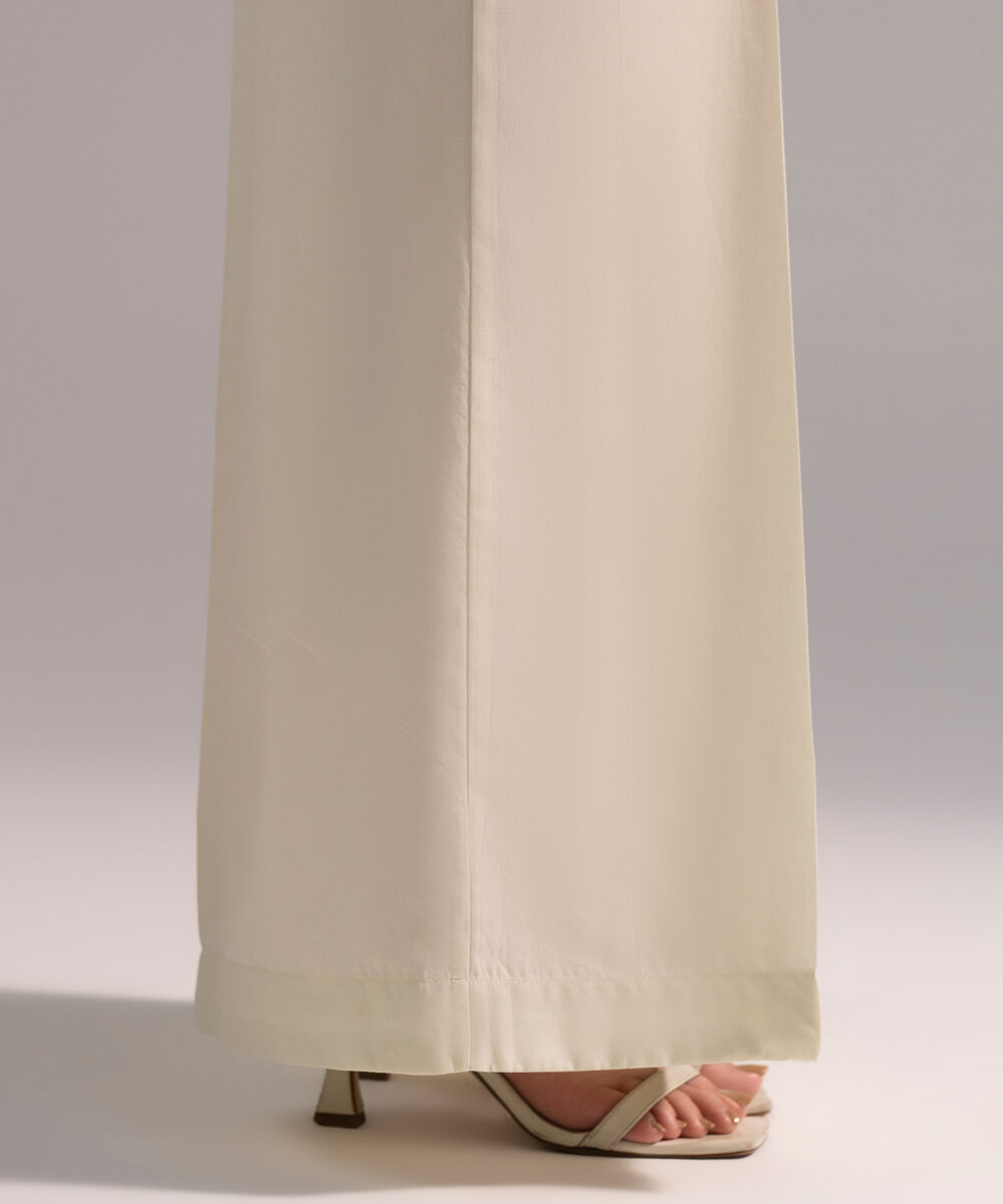 Women's RTW Cambric Solid Mint Green Flared Pants