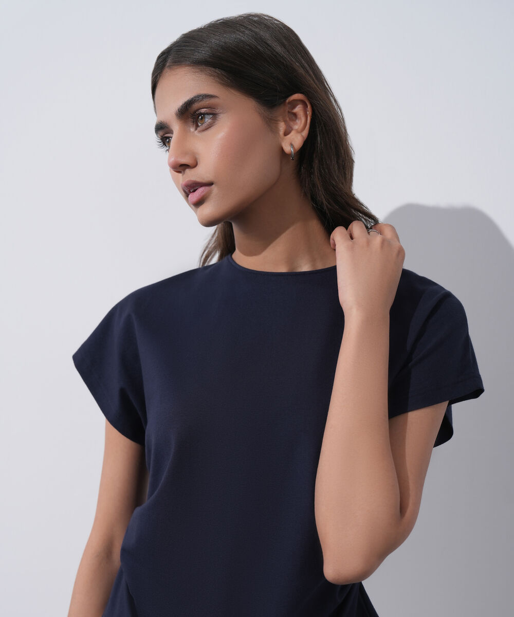 Women's Western Wear Blue Short Sleeve Kimono T-Shirt