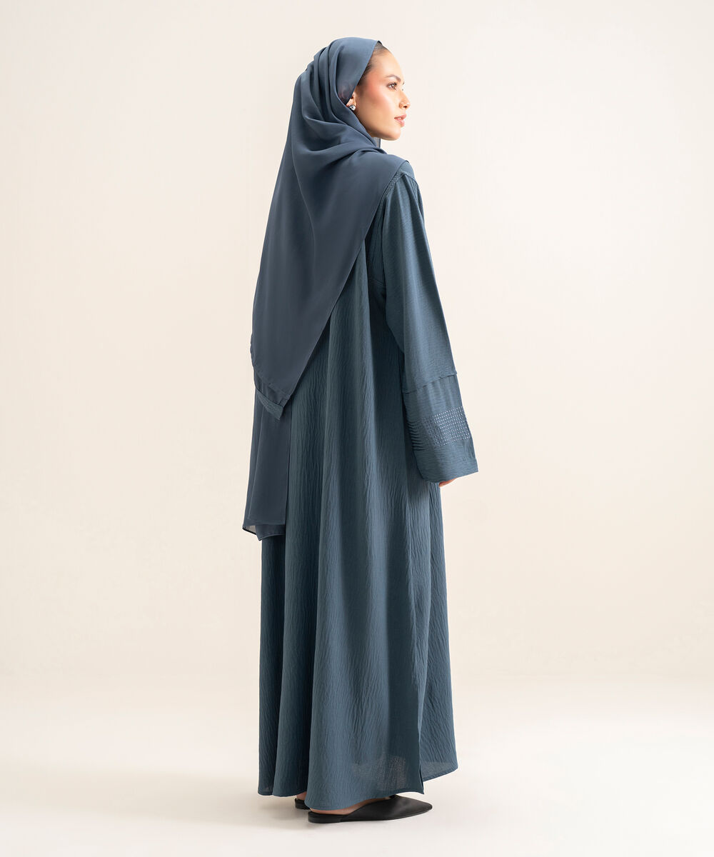 Women's Grey Embroidered Abbaya Set