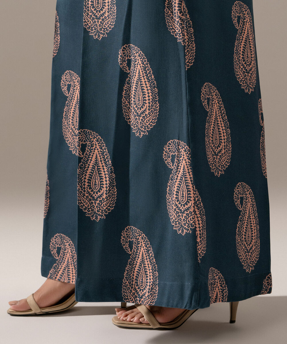 Women's RTW Bedford Printed Blue Flared Pants