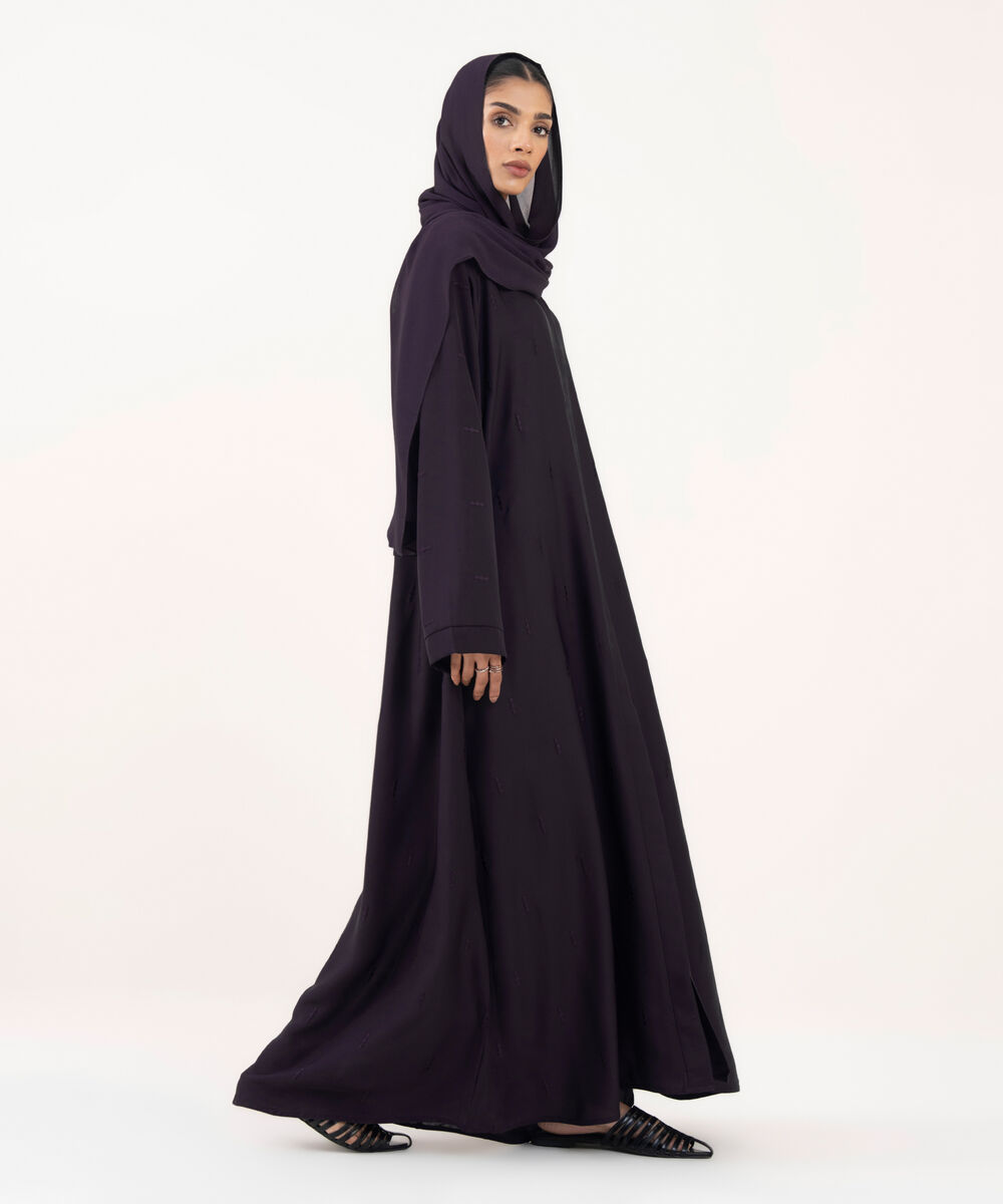 Women's Purple Polyester Abaya Set