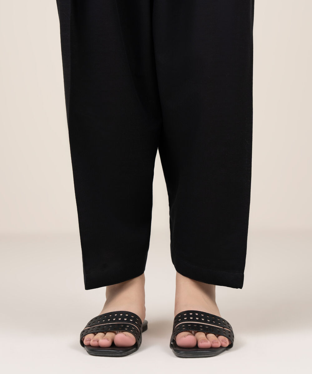 Women's RTW Khaddar Solid Black Shalwar