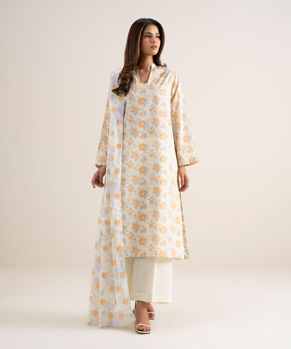Women's Unstitched Lawn Printed Multi 3 Piece Suit