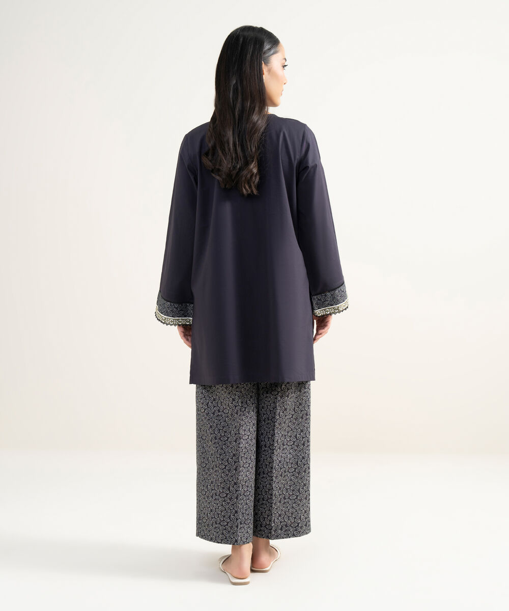 Women's RTW Lawn Solid Black Straight Shirt