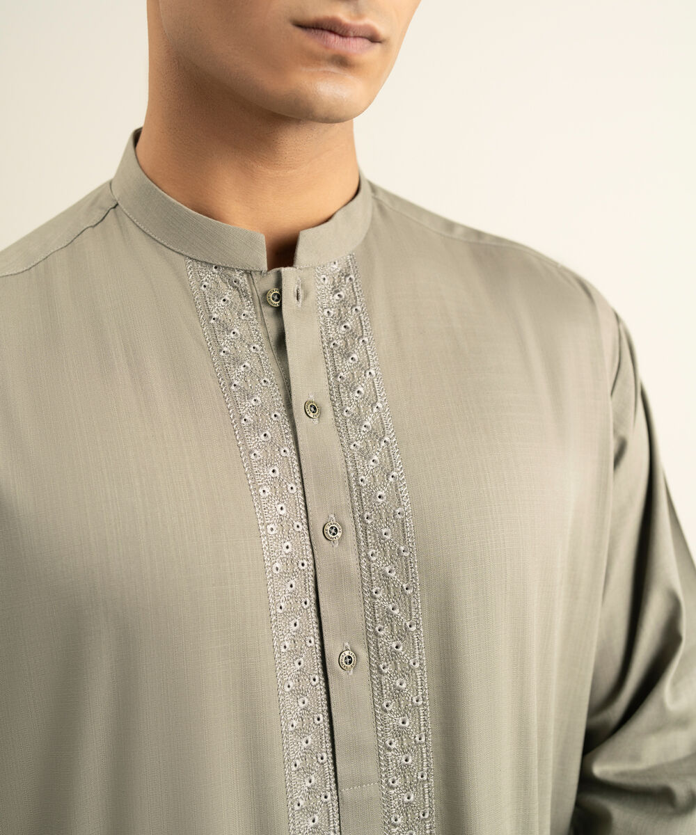 Men's olive brown Cotton Slub Kurta