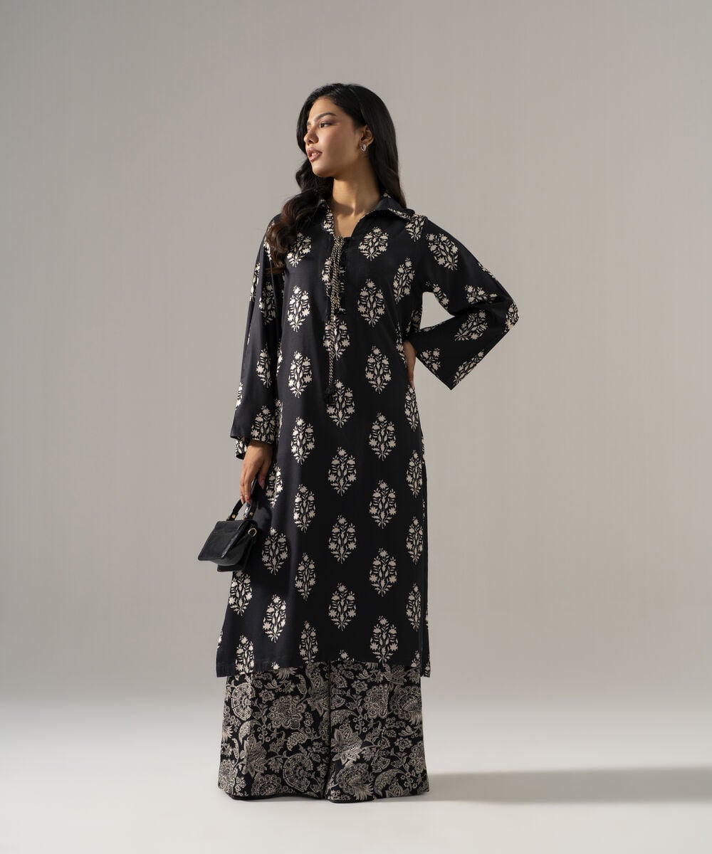 Women's RTW Bedford Printed Black 2 Piece Suit