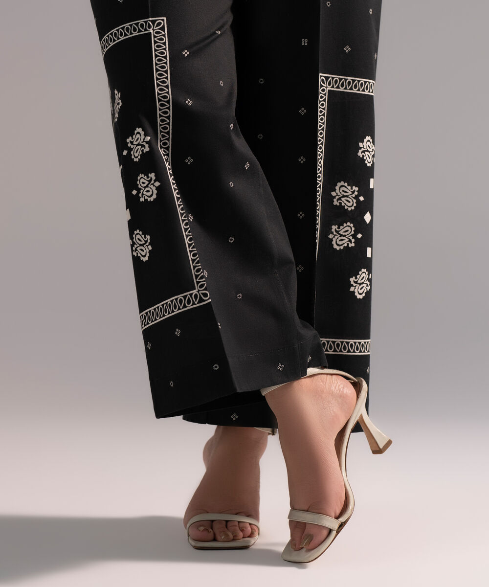 Women's RTW Cambric Printed Black Culottes