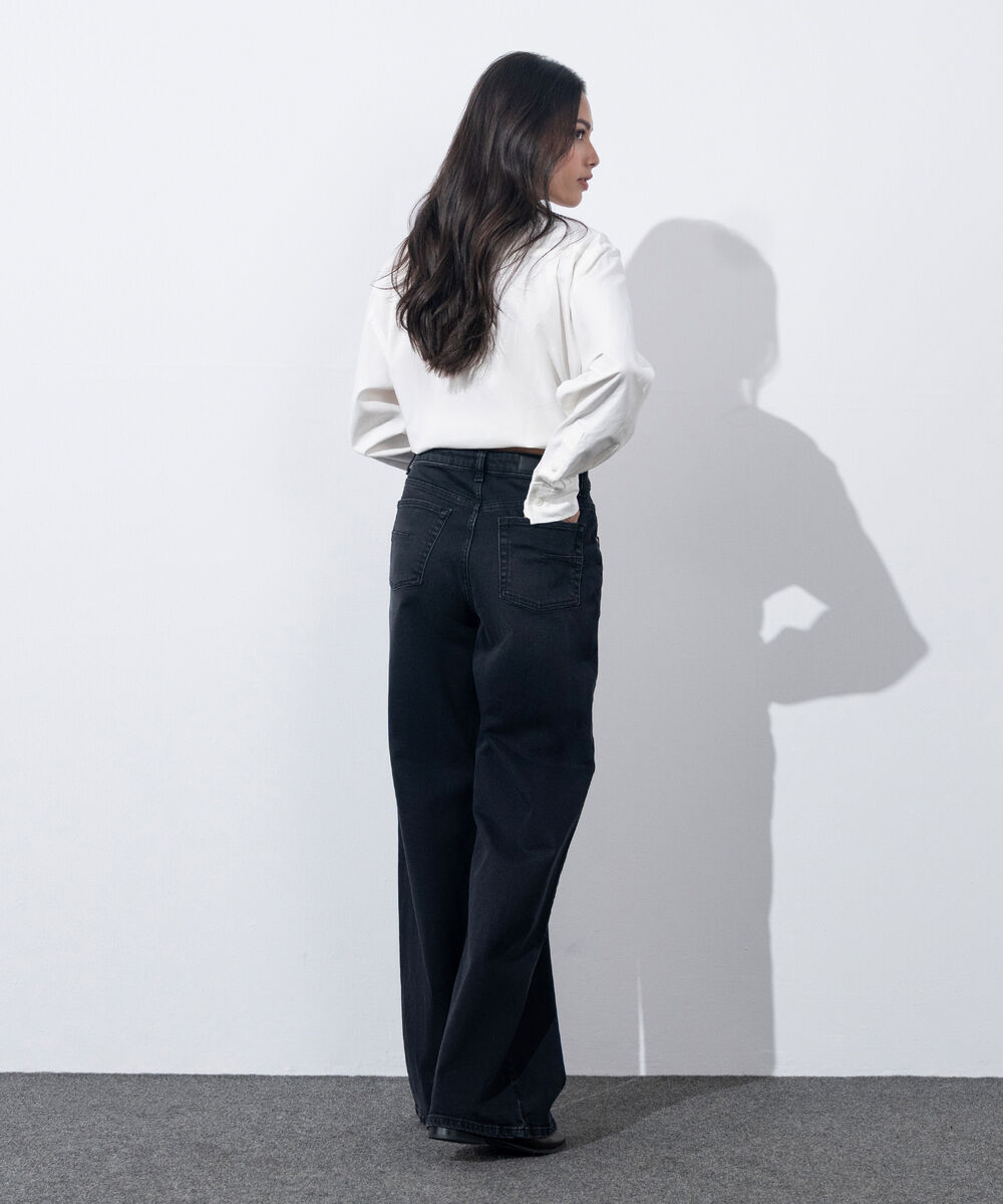 Women's Western Wear Dark Grey Wide Leg Jeans