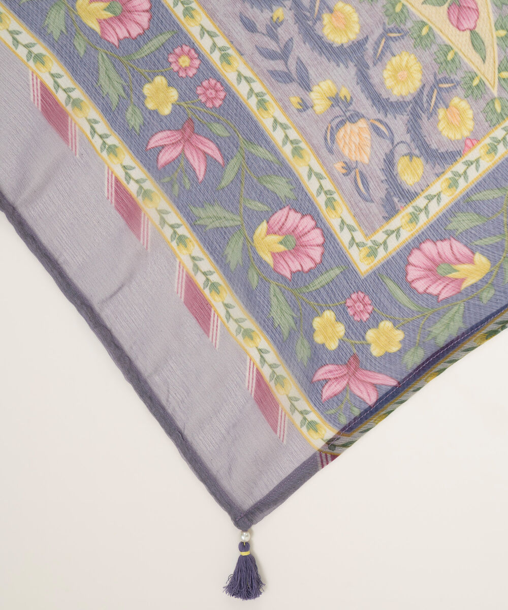 Blended Chiffon Printed Lilac Dupatta