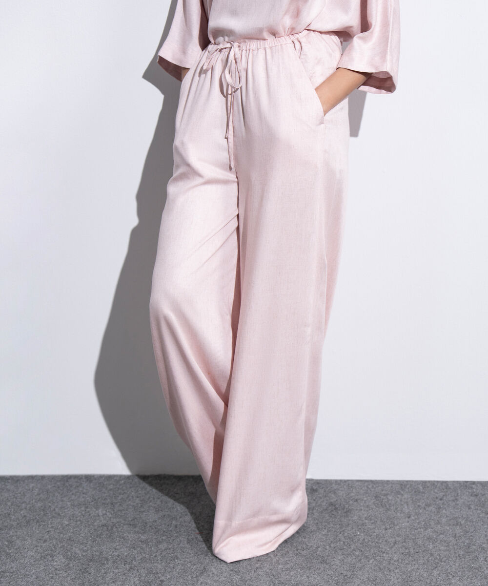 Women's Western Light Pink Wide Leg Pull-On Trousers