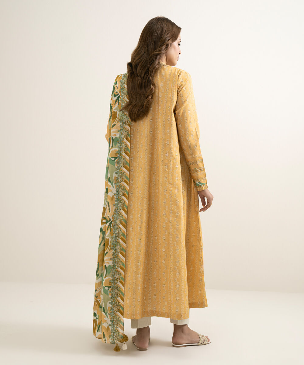 Women's Unstitched Lawn Printed Yellow 2 Piece Suit