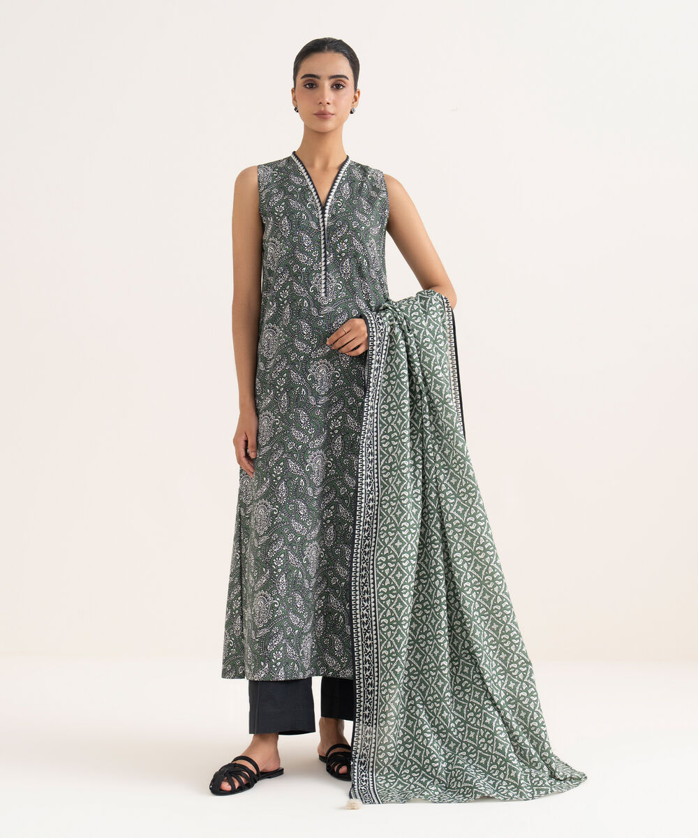 Women's Unstitched Lawn Printed Multi Two Piece Suit