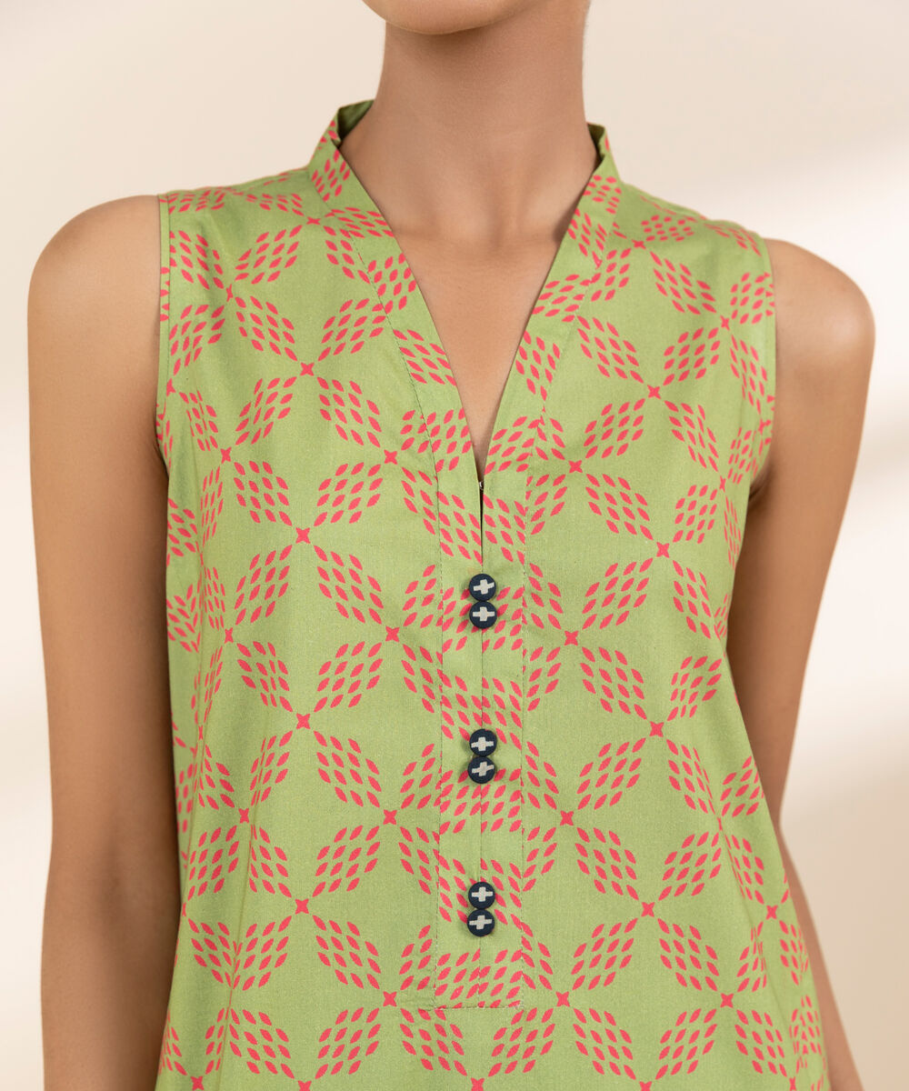 Women's Unstitched Lawn Printed Green 3 Piece Suit