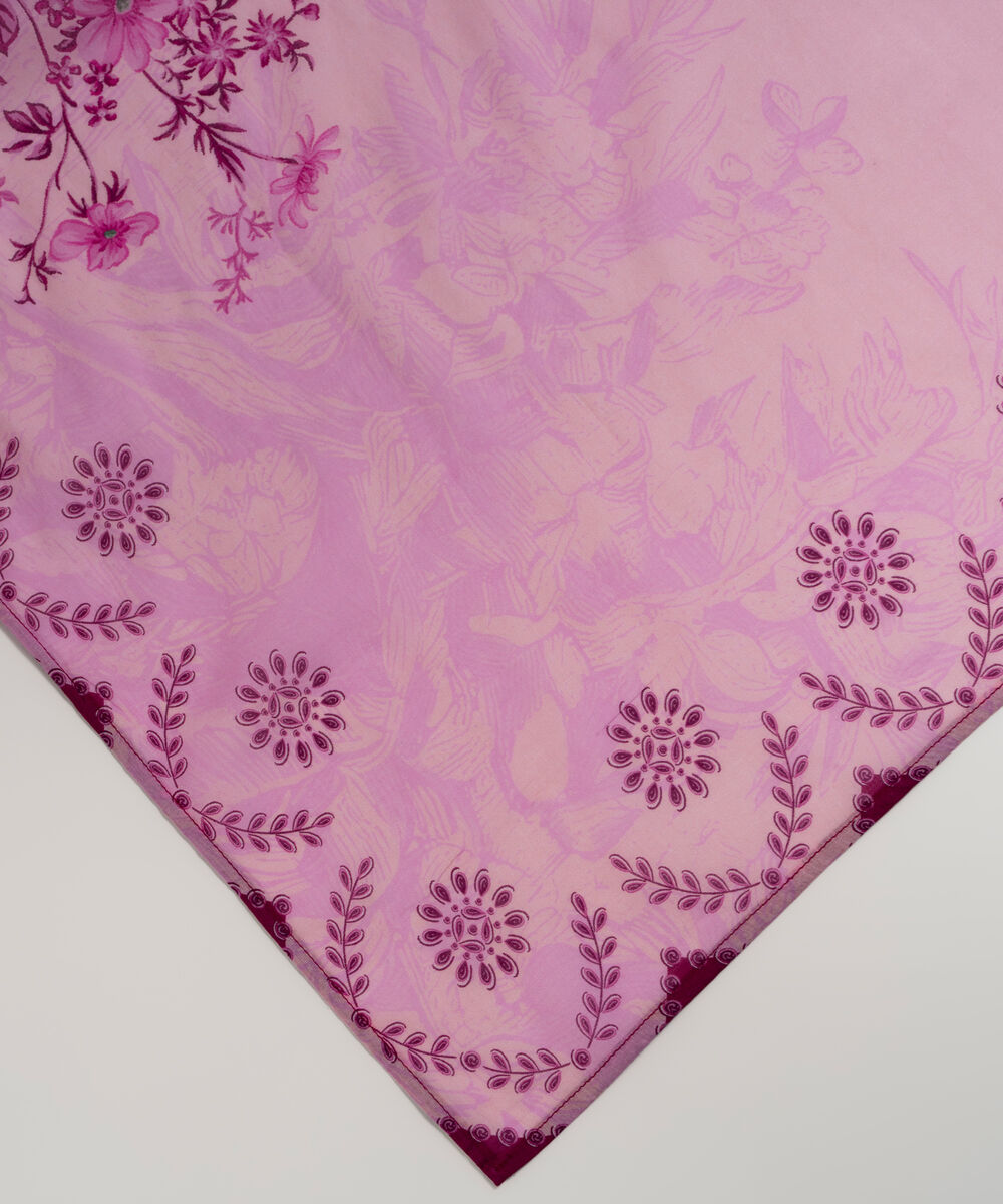 Fine Voile Printed Pink Dupatta