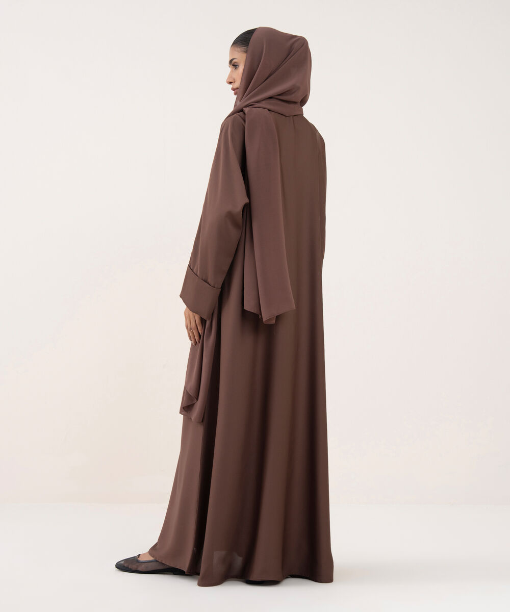 Women's Mauve Polyester Abaya