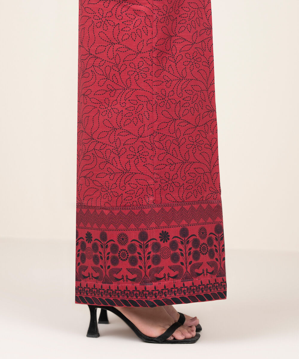 Women's RTW Cotton Printed Red Culottes
