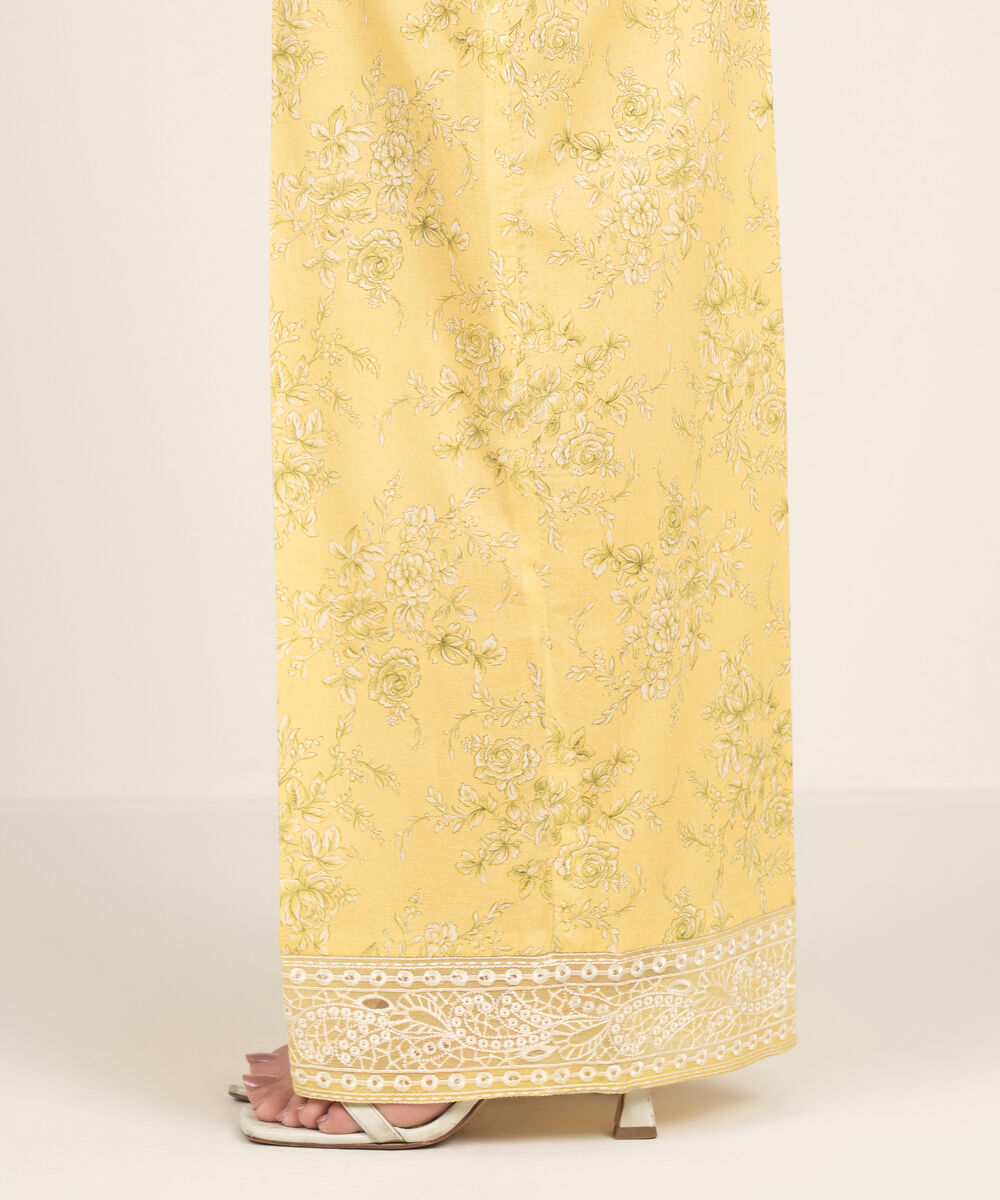 Women's RTW Cambric Embroidered Yellow Farshi Shalwar