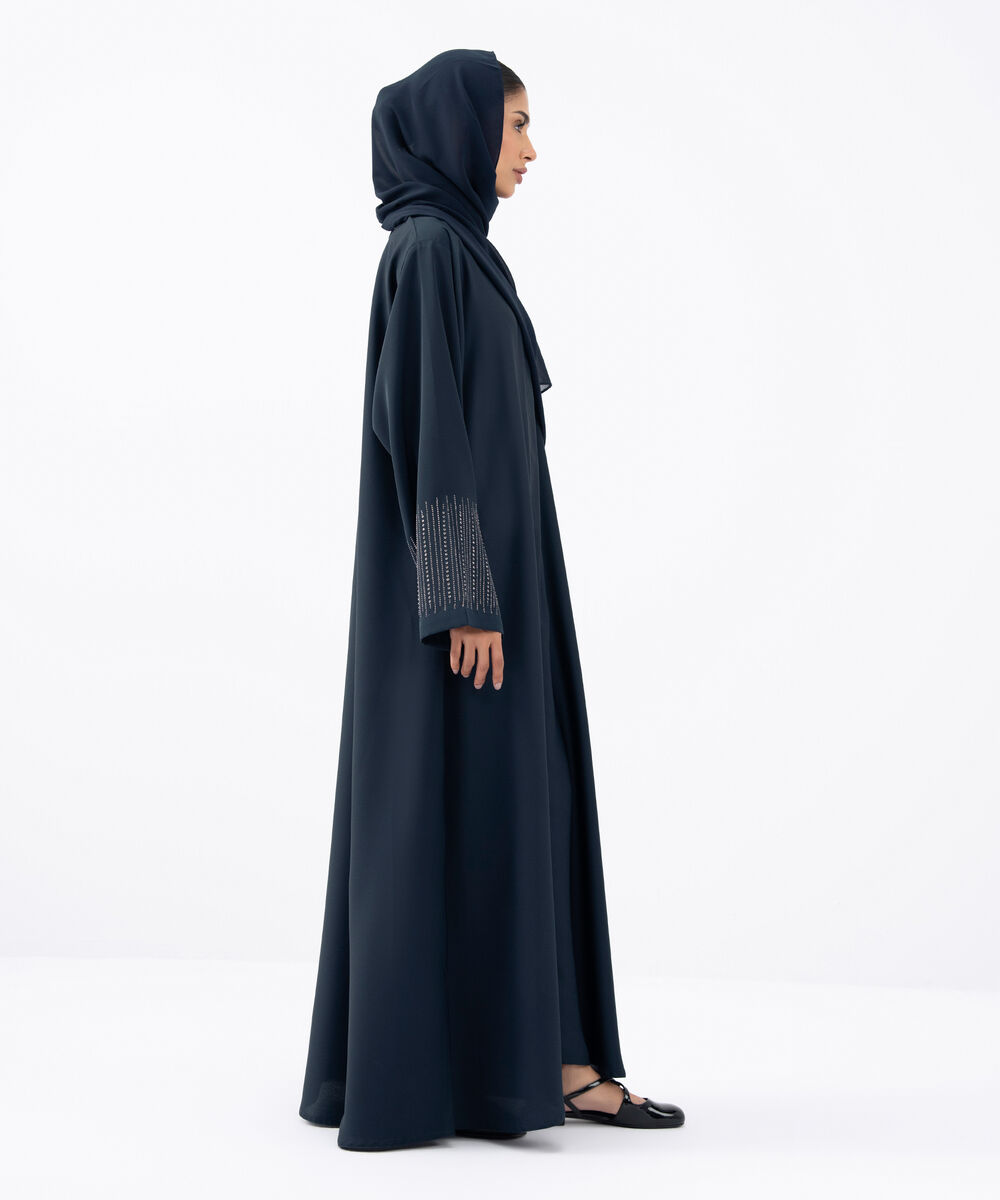 Women's Blue Polyester Abaya Set