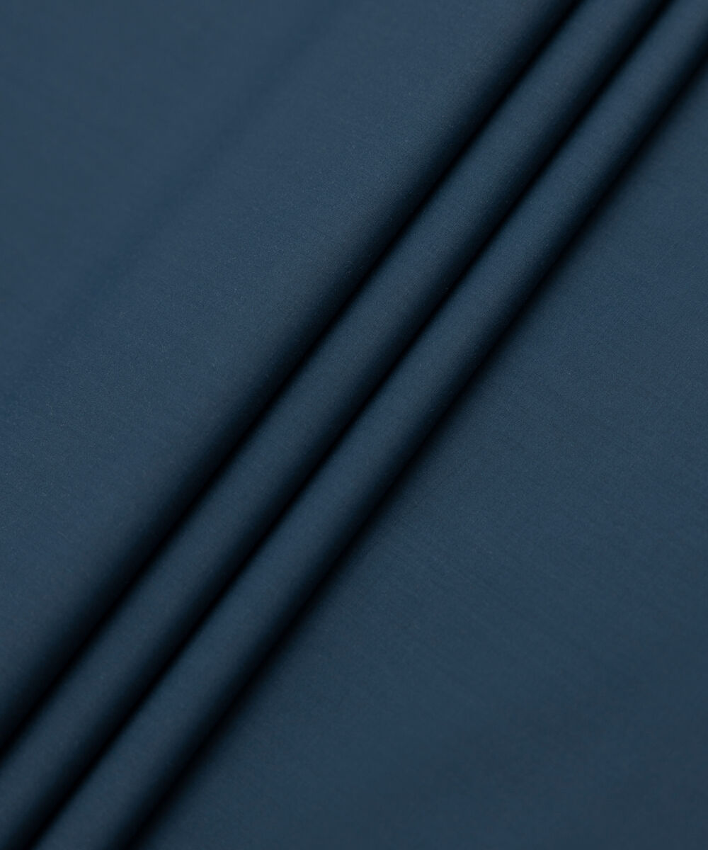 Men's Unstitched Two-Piece Premium Giza Cotton Navy Blue Suit.