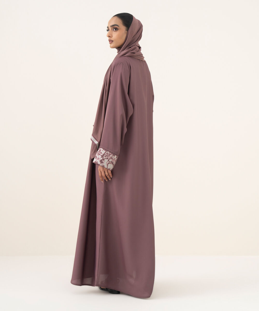 Women's dusty mauve button through Abaya set