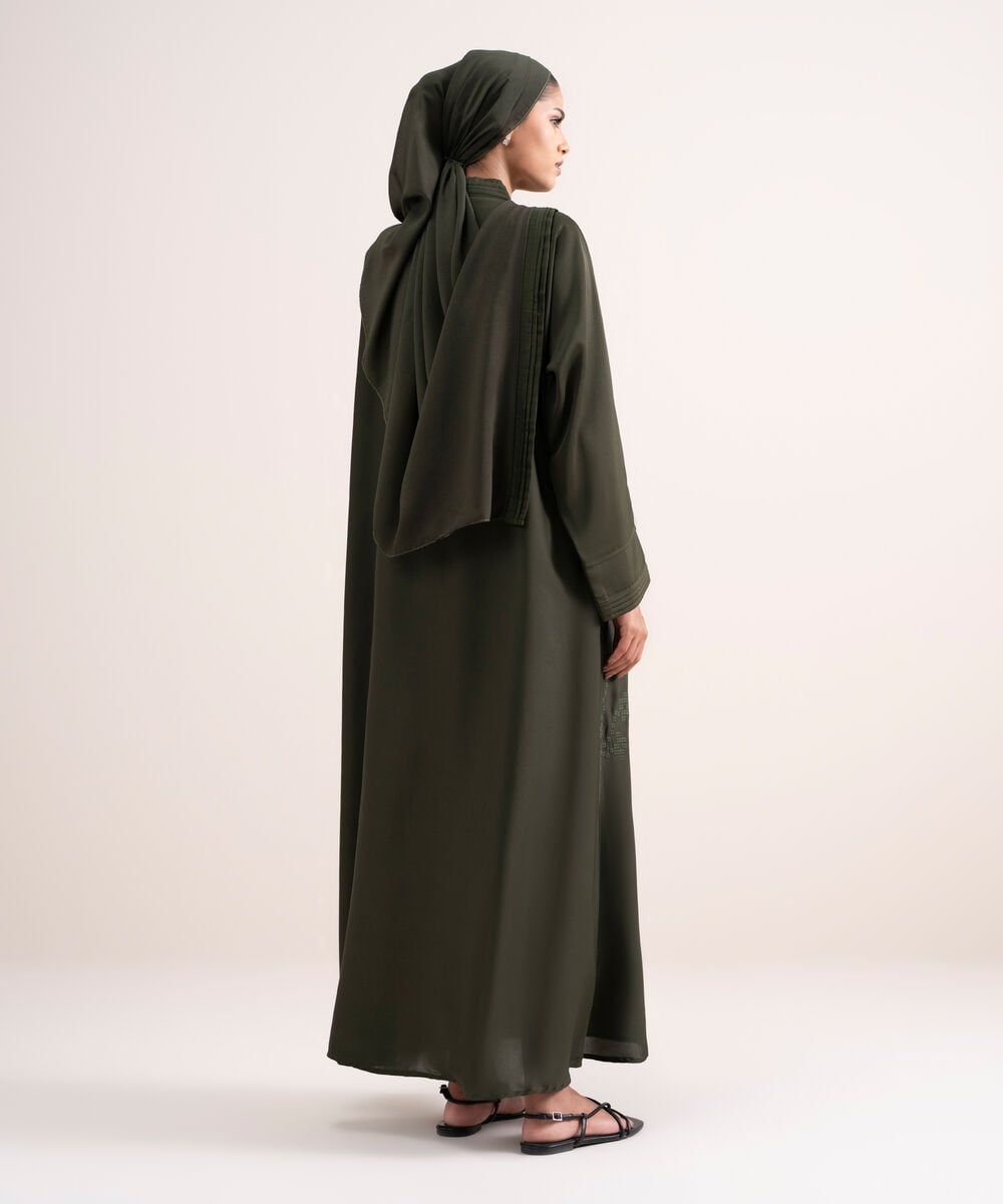 Women's Army Green Kimono Abbaya Set