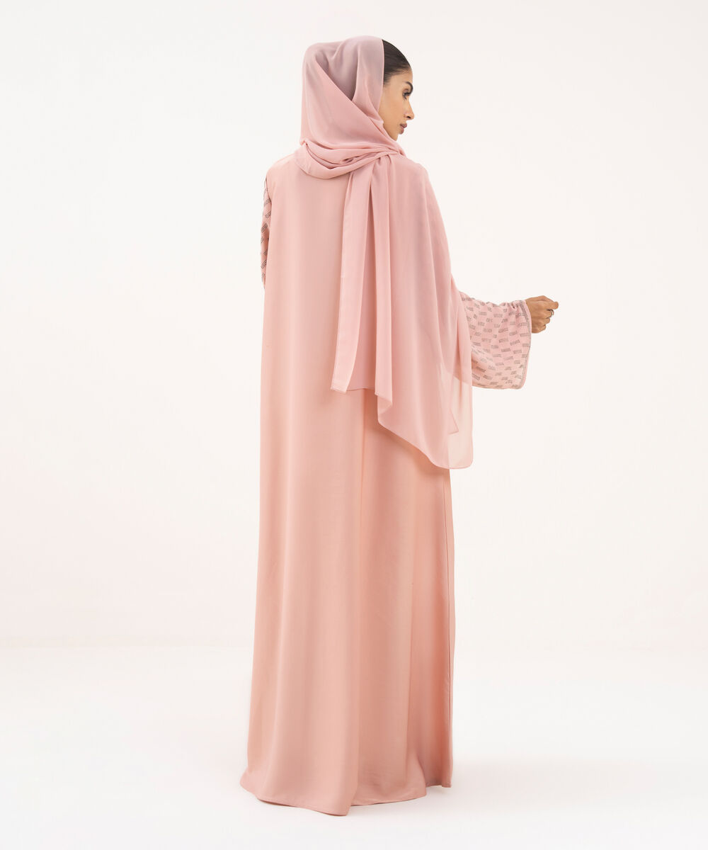 Women's Pink Polyester Abaya Set