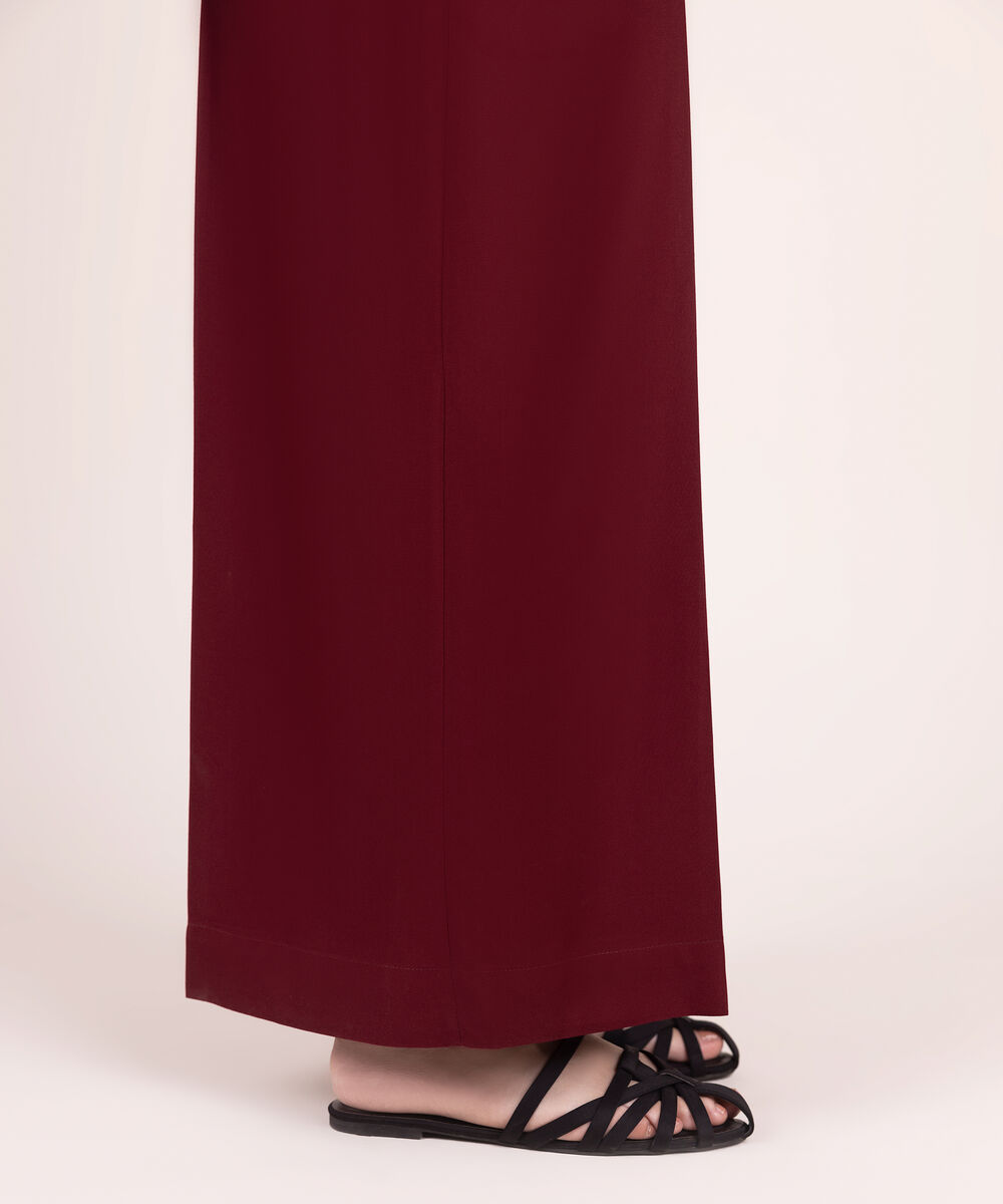 Women's RTW Viscose Marina Solid Red Flared Pants