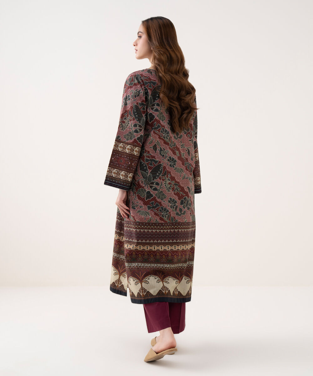 Women's RTW Cambric Printed A-Line Red Shirt