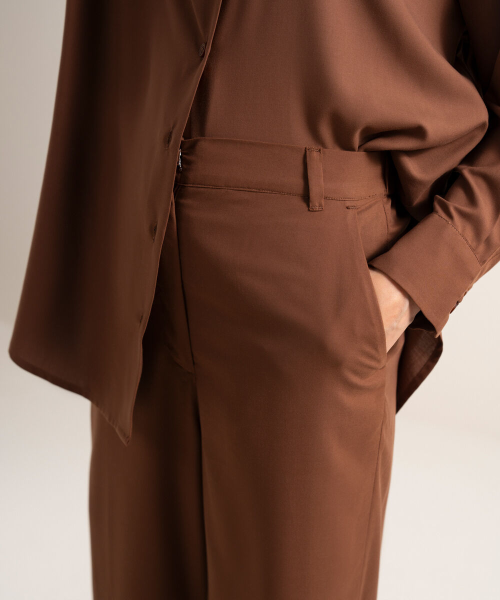 Women's Brown Straight-Leg Pants