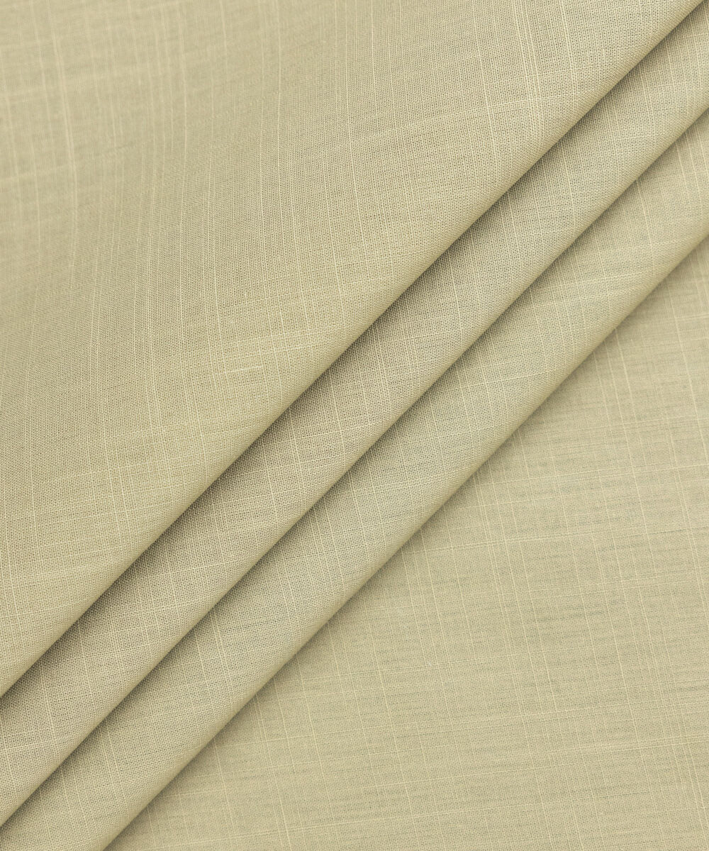 Men's Unstitched Two-Piece Olive Brown Premium Slub Cotton Suit