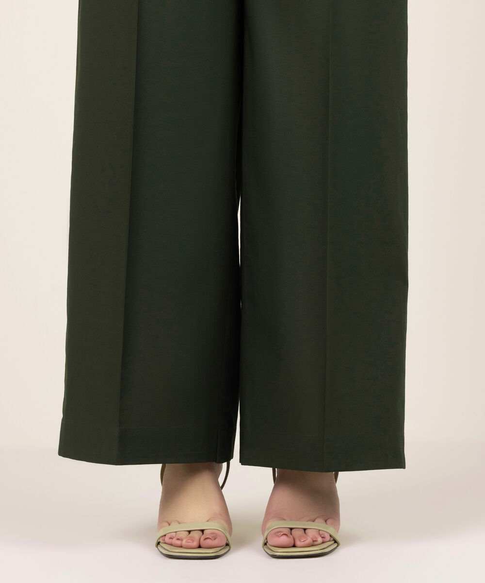 Women's RTW Lawn Solid Dark Green Culottes