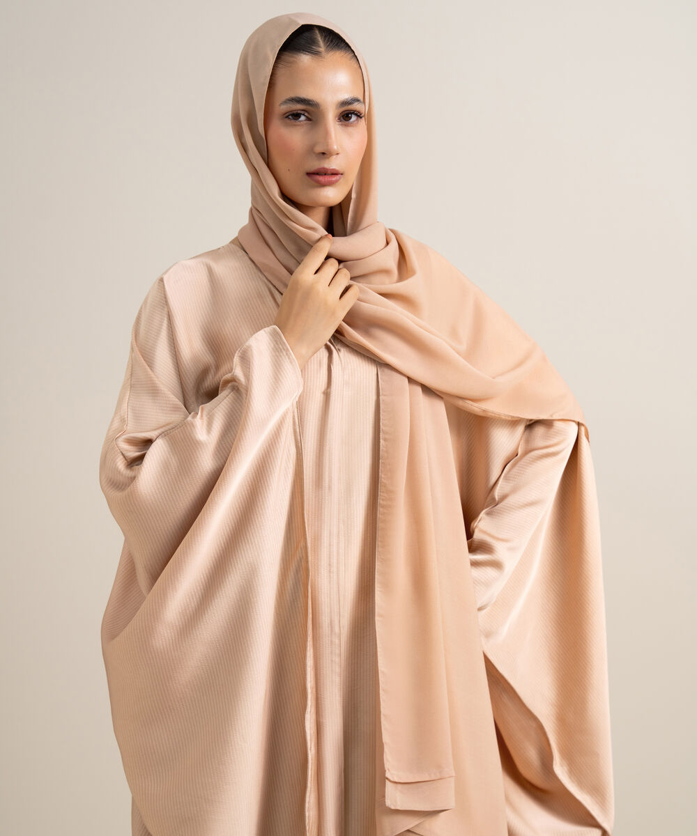 Women's Peach Kaftan Abaya Set