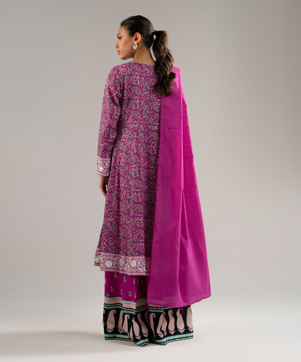 Women's RTW Lawn Embroidered Pink 3 Piece Suit