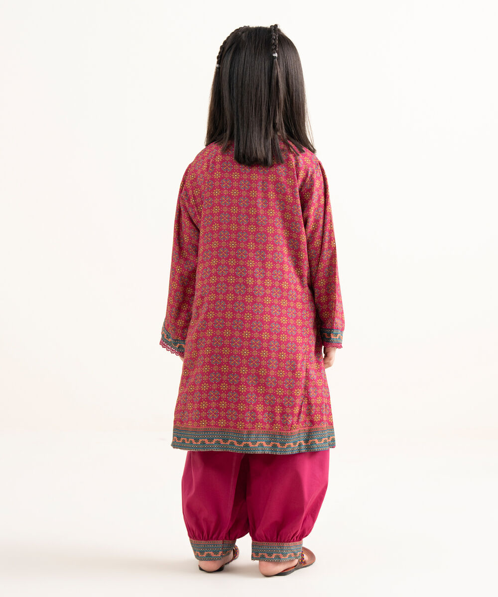 Girls Two Piece Printed Arabic Lawn Suit