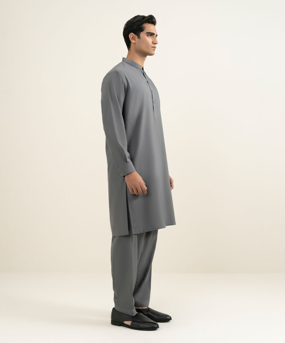 Men's grey Wash & Wear Kameez Shalwar