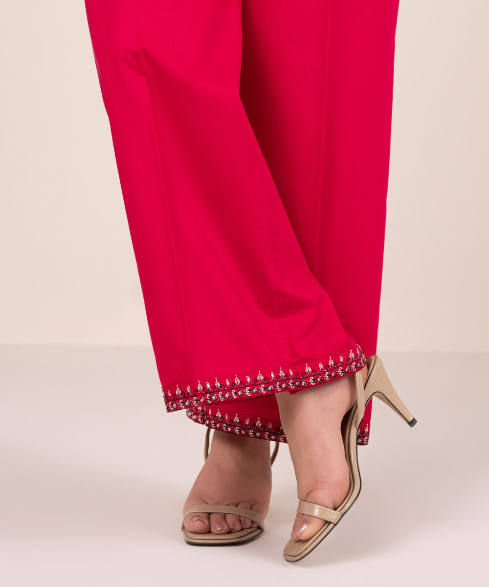 Women's RTW Cambric Embroidered Pink Culottes