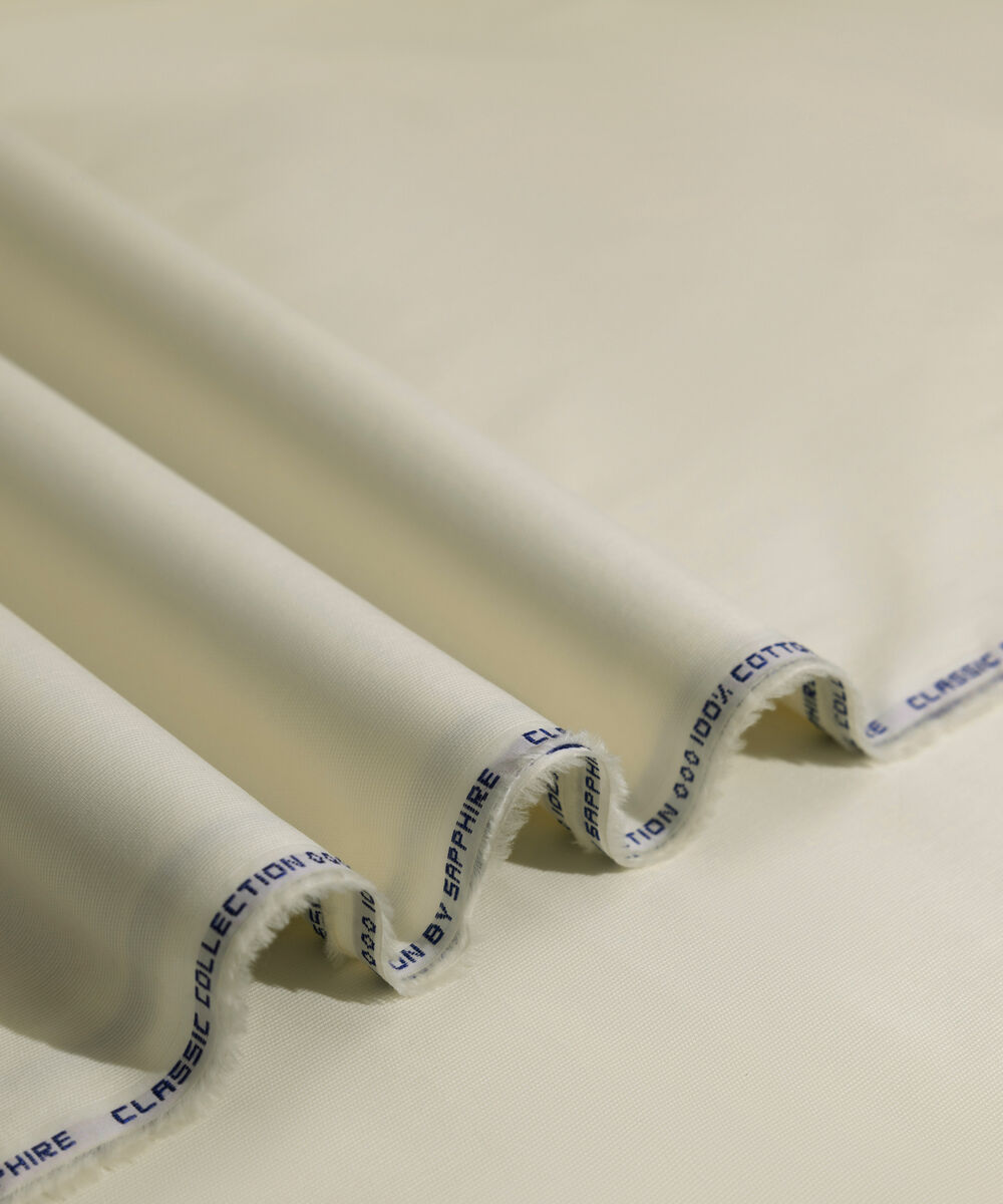 Men's Unstitched 2-Piece Cotton Dobby Light Cream Suit