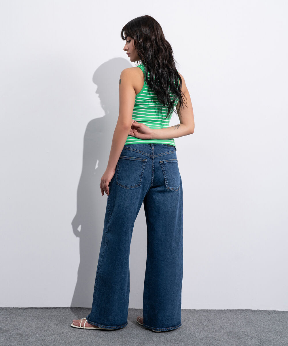 Women's Western Green And White Striped Sleeveless Tank Top