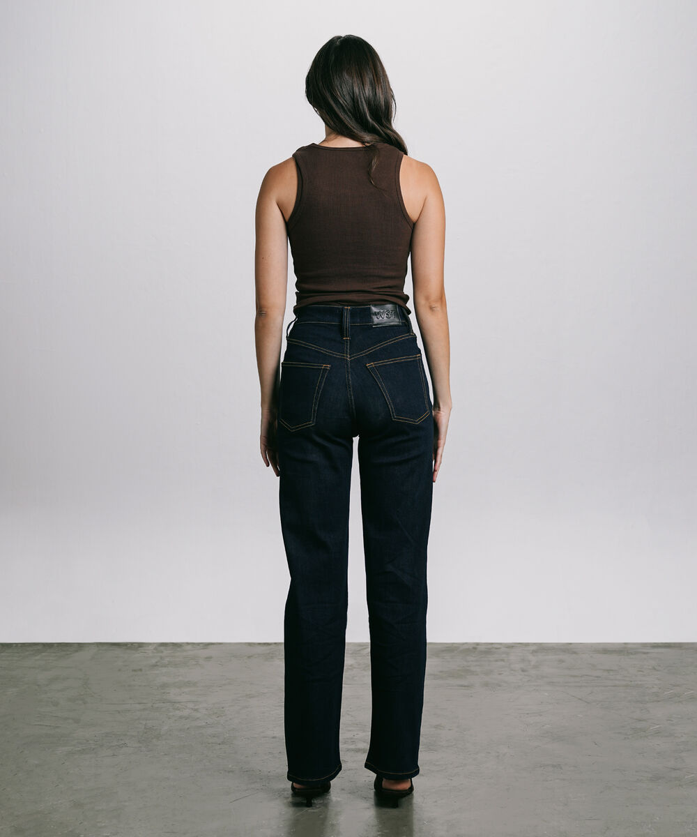 Women's Western Wear Blue High Rise Straight Jeans