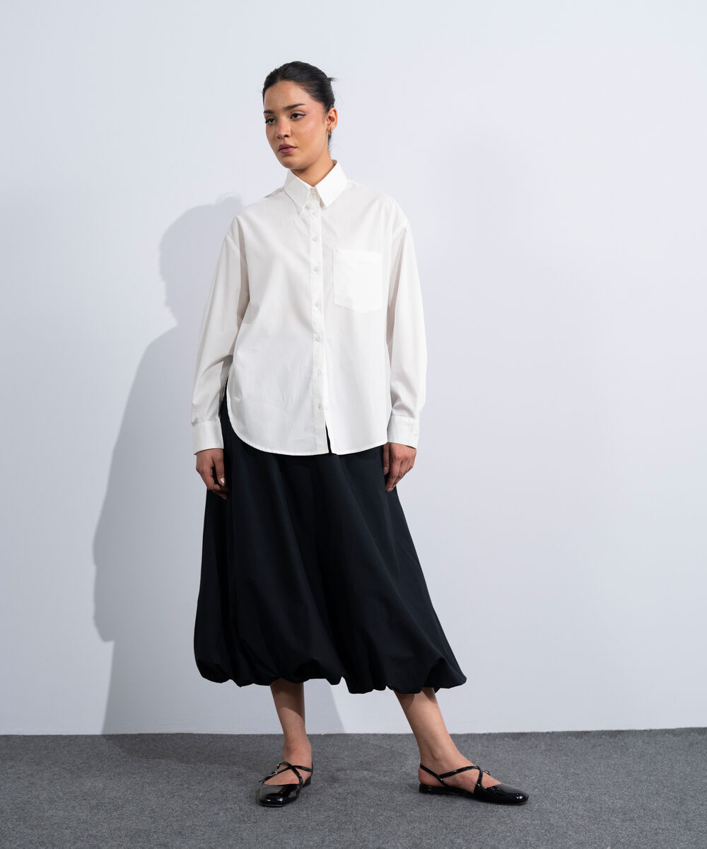 Women's Western White Relaxed-Fit Button Through Shirt
