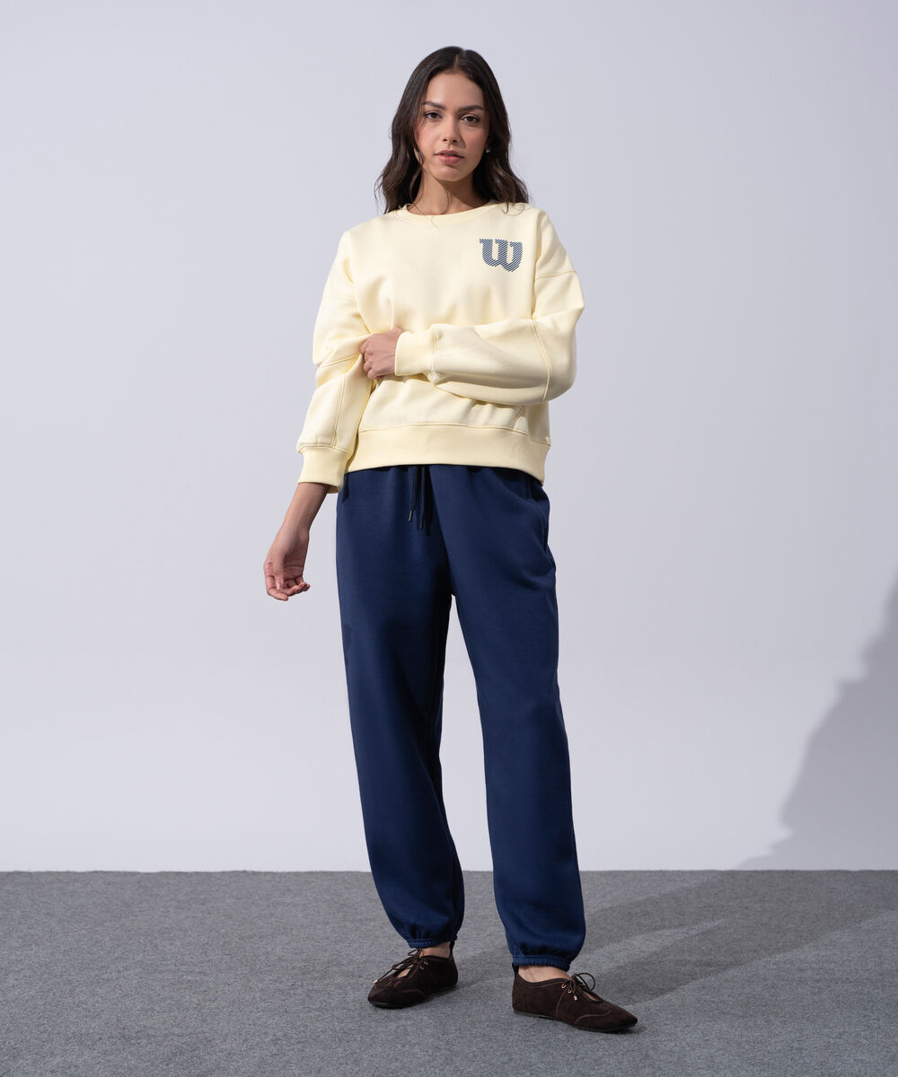 Women's Western Wear Navy Blue Fleece Jogger Trousers