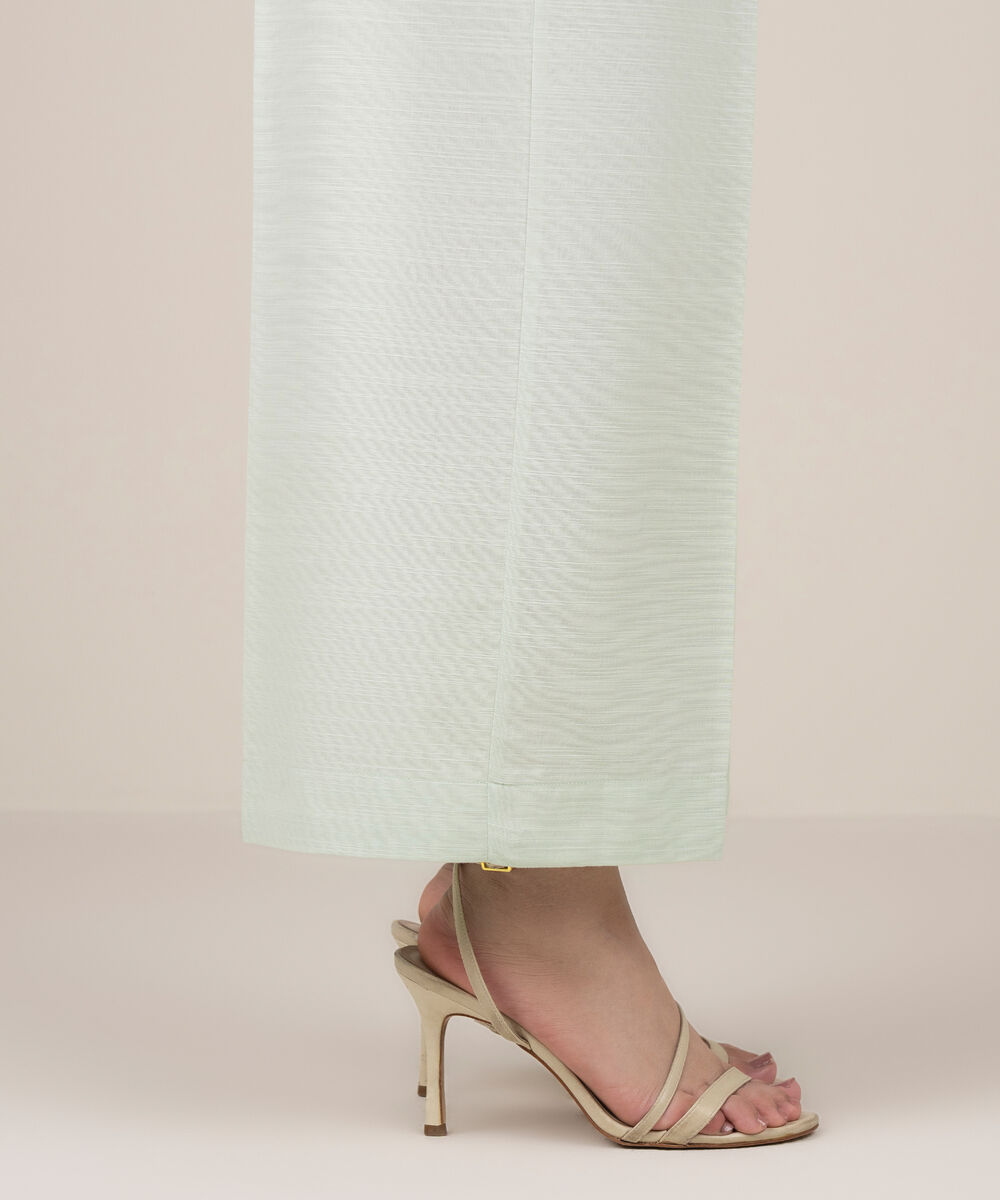 Women's RTW Khaddar Solid Mint Green Culottes