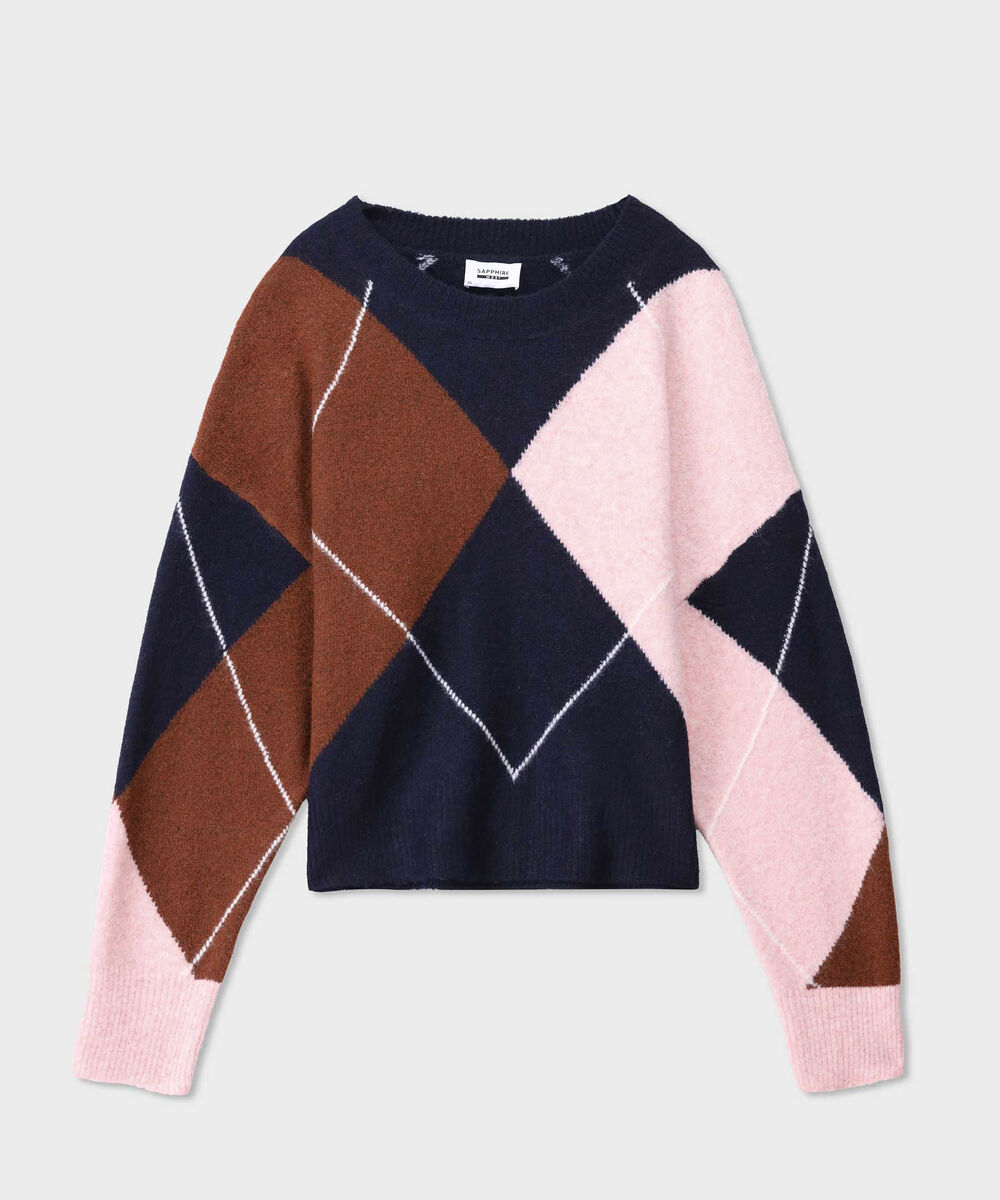 Women's Western Wear Multi Oversized Diamond Knit Sweater