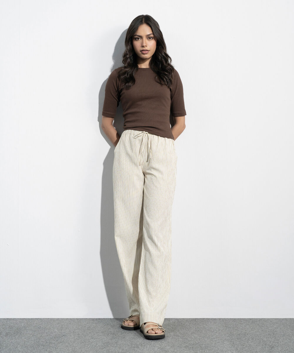 Women's Western Brown Slim-Fit Ribbed Top