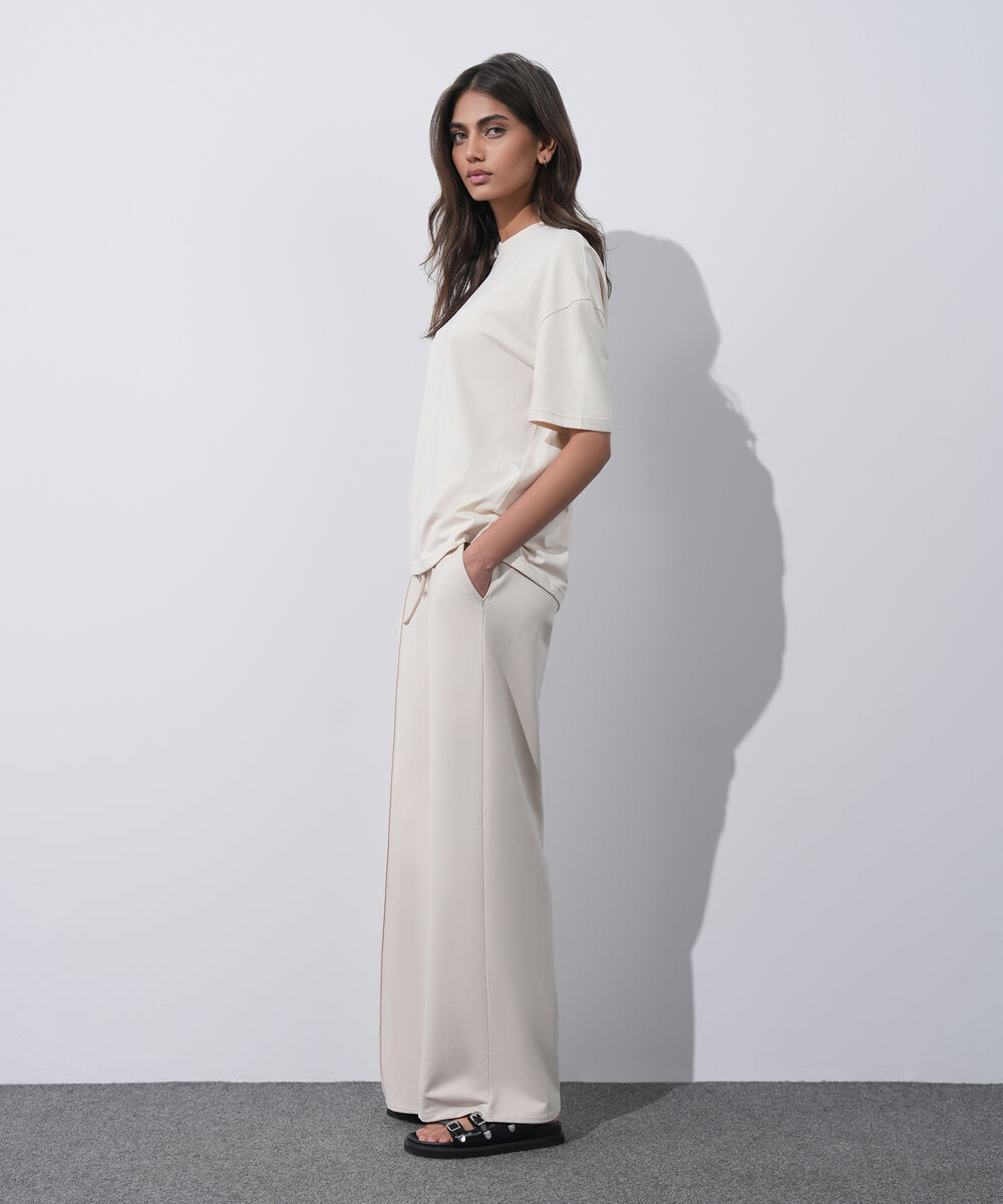 Women's Western Wear Ivory Loose-Fit T-Shirt