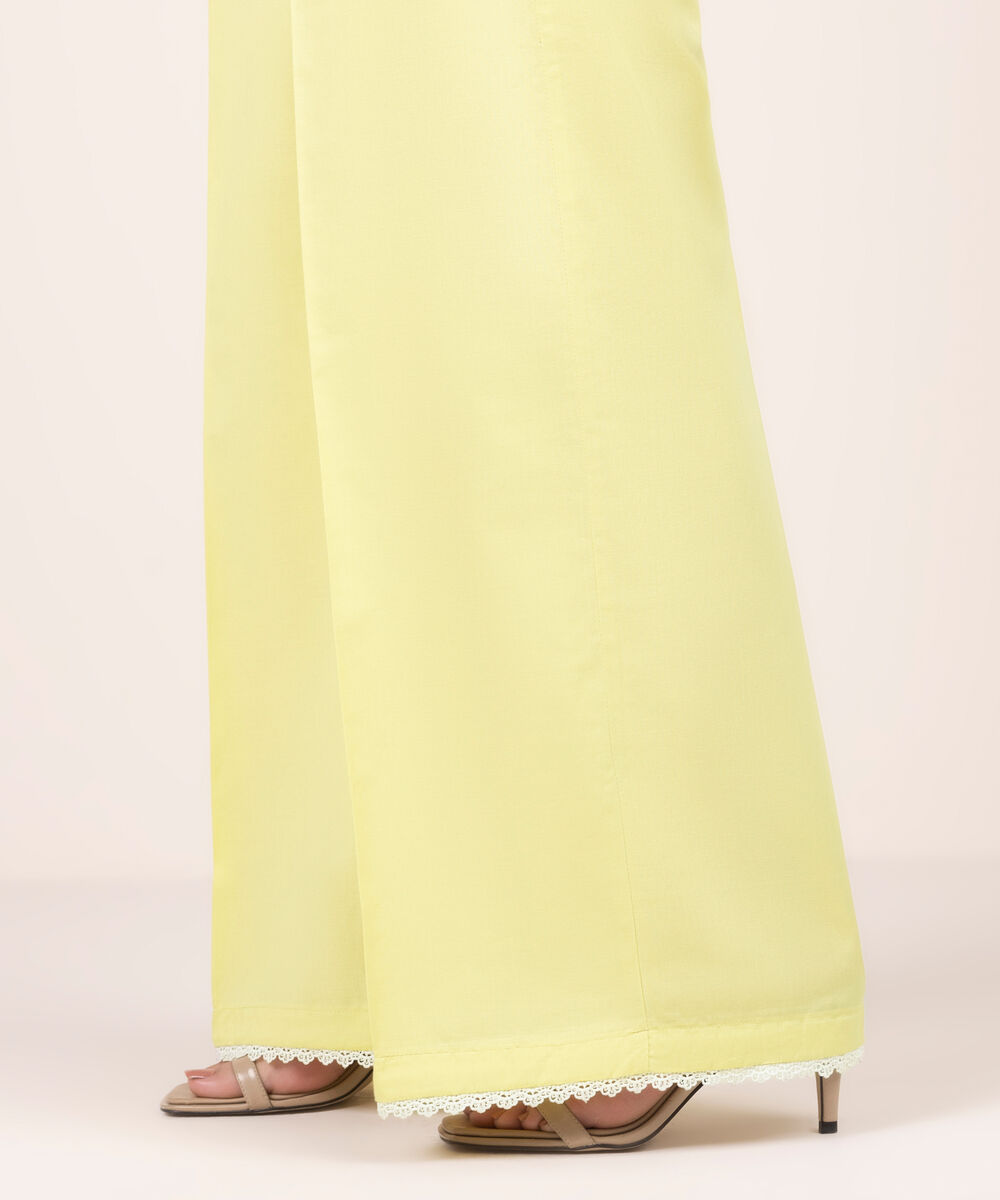 Women's RTW Lawn Solid Yellow Culottes